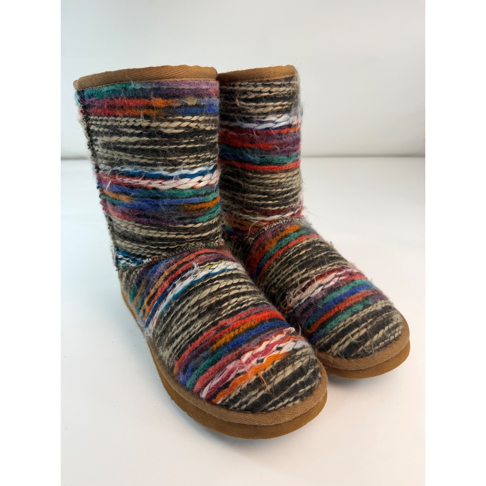 Lamo Womens Multi Color Woven Knit Faux Fur Mid Calf Boots Size 7 ZY50002925